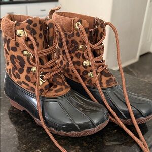 Leopard Print Women's Duck Boots (Kids)